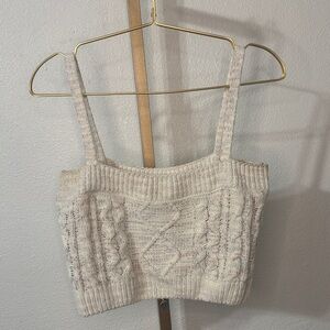 Women's Cream Knit Crop Top- Large